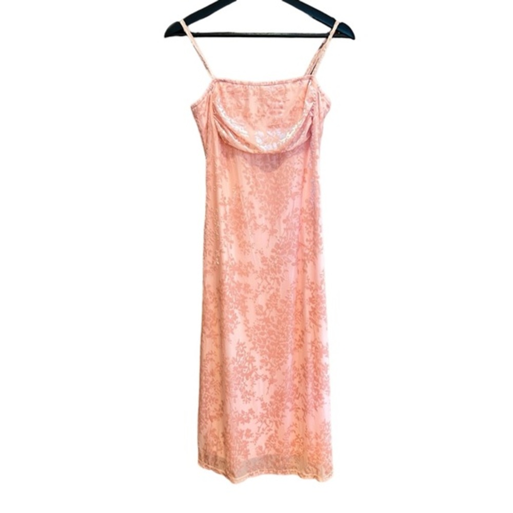 Fashion‎ Pink Velvet Floral Midi Dress Size S